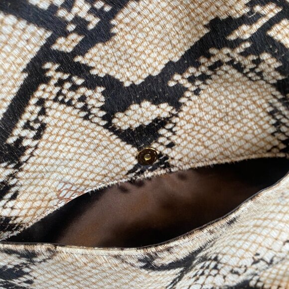 PULICATI ITALY Snake Pattern Calf Hair Leather Large Handbag Tote Bag Purse - Picture 15 of 16